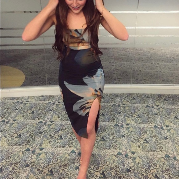 Navy blue floral midi dress - Picture 4 of 4